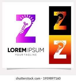 Initial Letter Z Smart Light Bulb Logo Design Vector Graphic