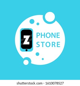 Initial letter Z with Smart phone icon. phone store logo vector