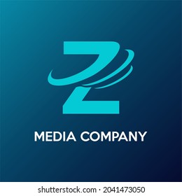 Letra inicial Z con frecuencia de señal esférica para antena, difusión, medios, información, comunicación, Internet, servicio móvil de la empresa Idea de logotipo moderno 
