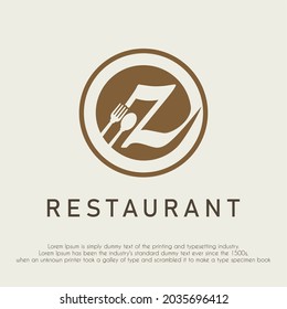 Initial Letter z With Spoon and Fork Icon for Restaurant, Catering, Cafe, Cafeteria, Food, Kitchen Retail Business Logo Design Concept	