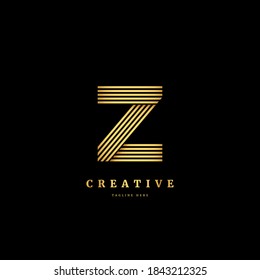 Letra inicial Z con línea rayada. Diseño de logotipo en monograma de lujo, adecuado para empresas y negocios.