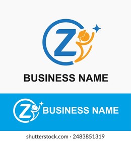 Initial Letter Z Student, Toga Cap and Shine Icon for Education, School, Academy Center Business Logo Idea Template