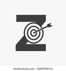 Initial Letter Z Success Logo Combine with Bow Target  Icon
