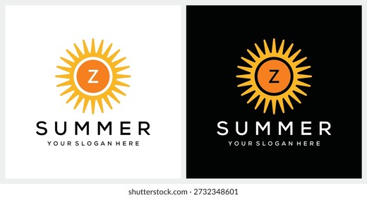 Initial letter Z Sunny Sun Sunrise Spring Morning nature logo design inspiration