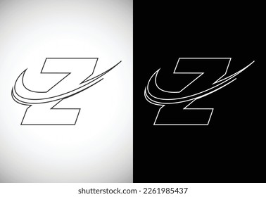 Initial letter Z with a swoosh line art-style logo. Modern vector logotype for business and company identity.