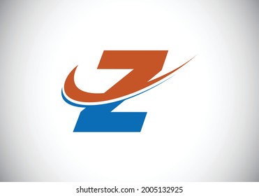 Letra inicial Z con plantilla de logotipo de swoosh, rojo y azul. Logotipo vectorial moderno para identidad empresarial y de empresa.