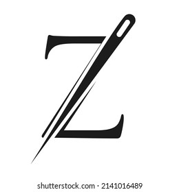 Initial Letter Z Tailor Logo, Needle and Thread Combination for Embroider, Textile, Fashion, Cloth, Fabric Template