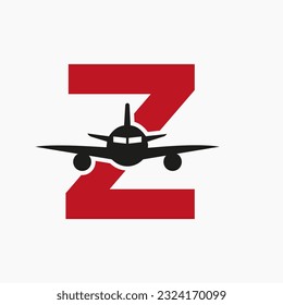 Initial Letter Z Travel Logo Concept With Flying Air Plane Symbol