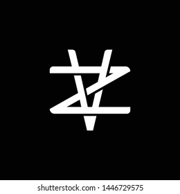 Initial letter Z and V, ZV, VZ, overlapping interlock monogram logo, white color on black background
