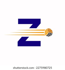 Initial Letter Z Volleyball Logo Design Sign. Volleyball Sports Logotype