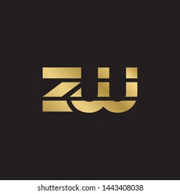 Initial letter z w linked lowercase logo design template elements. Gold letter Isolated on black  background. Suitable for business, consulting group company.