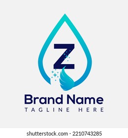 Initial Letter Z Wash Logo, Drop and Wash Combination. Drop logo, Wash, Clean, Fresh, Water Template