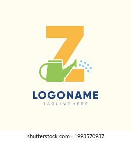 Initial Letter Z Watering Can Logo Design Vector Graphic Icon Illustration