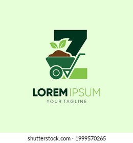 Initial Letter Z Wheelbarrow Gardening Logo Design Vector Graphic Icon Emblem Illustration