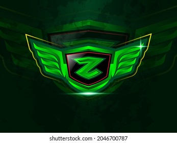 Initial letter Z with wings for esport or gaming vector logo template