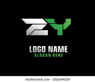 Initial letter Z Y logo template vector