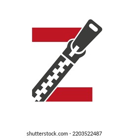 Initial Letter Z Zipper Logo For Fashion Cloth, Embroidery and Textile Symbol Identity Vector Template