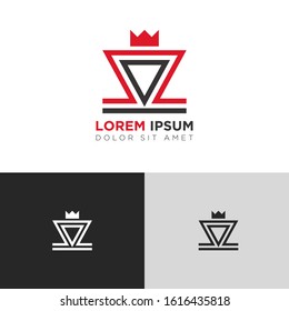 Initial Letter Z ZZ with crown linked uppercase overlap modern logo design template. Suitable for business, consulting group company. Vector Illustration.