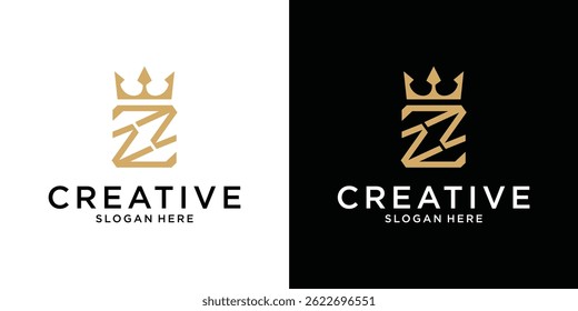 Initial letter Z or ZZ with crown icon vector
