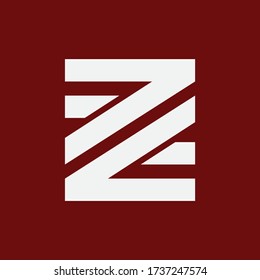 Z- oder ZZ-Zusammentreffend, Verriegelung, Monogramm-Logo, weiße Farbe auf rotem Hintergrund