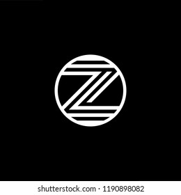 Initial letter Z ZZ ZZZ ZO OZ minimalist art monogram shape logo, white color on black background.