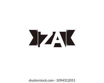 Initial letter za black ribbon logo design