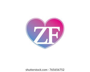 the initial letter ZA in the heart symbol as a logo, sign and decoration