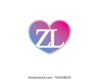 the initial letter ZA in the heart symbol as a logo, sign and decoration