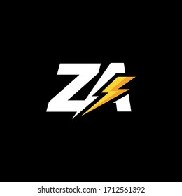 Initial Letter ZA with Lightning