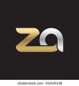 initial letter za linked round lowercase logo gold silver black background