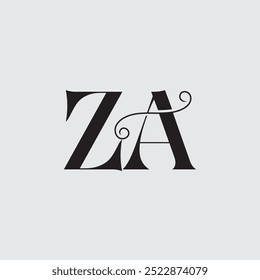 Letra inicial ZA logo design 