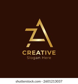 Initial letter ZA logo design outstanding creative modern symbol sign. Abstract letter ZA geometric overlapping line logo icon.