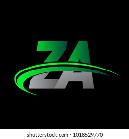 initial letter ZA logotype company name colored green and black swoosh design. vector logo for business and company identity.