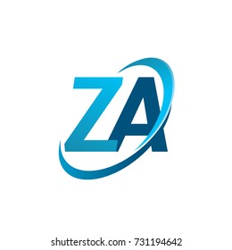 initial letter ZA logotype company name colored blue swoosh design concept. vector logo for business and company identity.