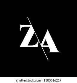 Initial Letter ZA Monogram Sliced. Modern logo template isolated on black background