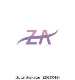 Initial letter ZA, overlapping movement swoosh logo, soft purple color isolated on white background