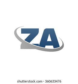 initial letter ZA swoosh ring company logo blue gray