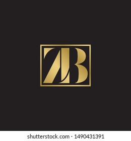 Initial letter zb inside square uppercase modern logo design template elements. Gold letter Isolated on black  background. Suitable for business, consulting group company.