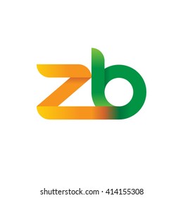 initial letter zb linked round lowercase logo orange green