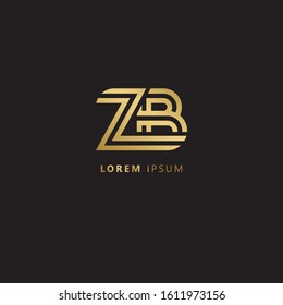 Initial Letter ZB linked uppercase overlap modern gold logo vector design template. Suitable for business, consulting group company. Vector Illustration.
