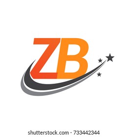 initial letter ZB logotype company name colored orange and grey swoosh star design. vector logo for business and company identity.