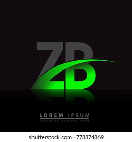 initial letter ZB logotype company name colored green and black swoosh design. vector logo for business and company identity.
