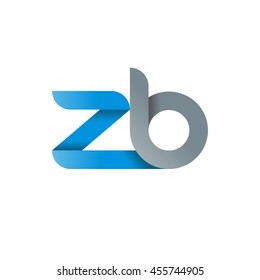 initial letter zb modern linked circle round lowercase logo blue gray