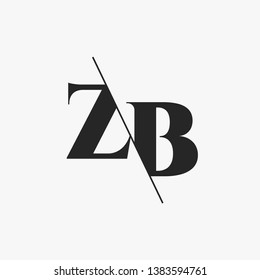 Initial Letter ZB Monogram Sliced. Modern logo template isolated on gray background