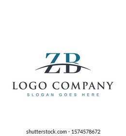 Initial letter ZB, overlapping movement swoosh horizon logo company design inspiration in blue and gray color vector	