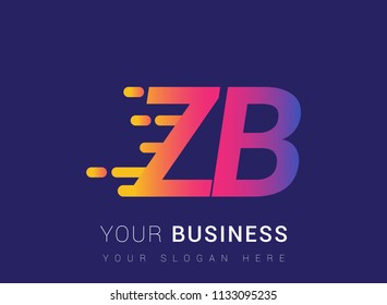 Initial Letter ZB speed Logo Design template, logotype company name colored yellow, magenta and blue.for business and company identity.
