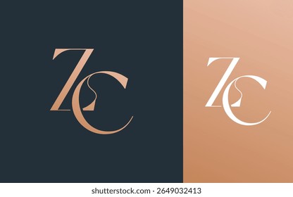 Initial letter ZC CZ logo design vector illustration for couple, wedding, and business