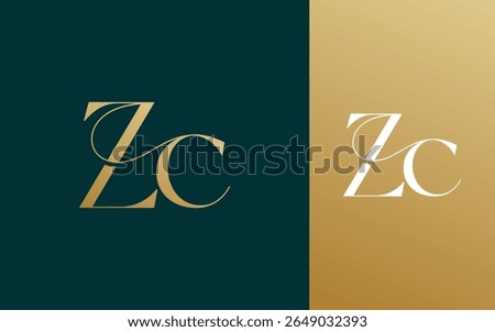 Initial letter ZC CZ logo design vector illustration for couple, wedding, and business