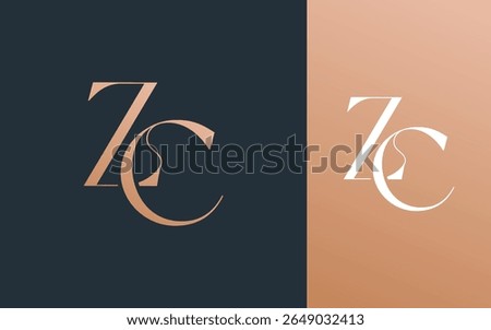 Initial letter ZC CZ logo design vector illustration for couple, wedding, and business