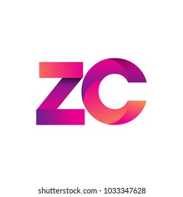 Initial Letter ZC Logo Lowercase, magenta and orange, Modern and Simple Logo Design.
